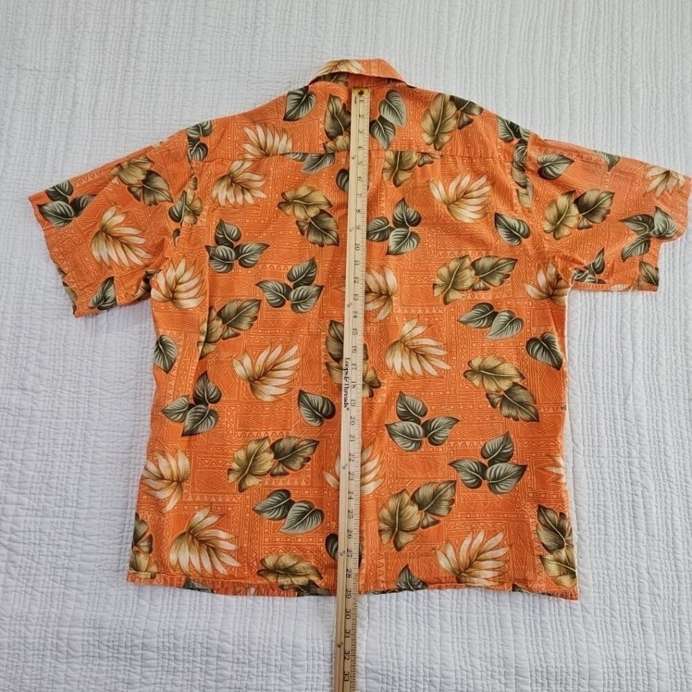 Pierre Cardin Tropical Short Sleeve Button Down Shirt Men's XL Cotton Orange EUC - Picture 13 of 14